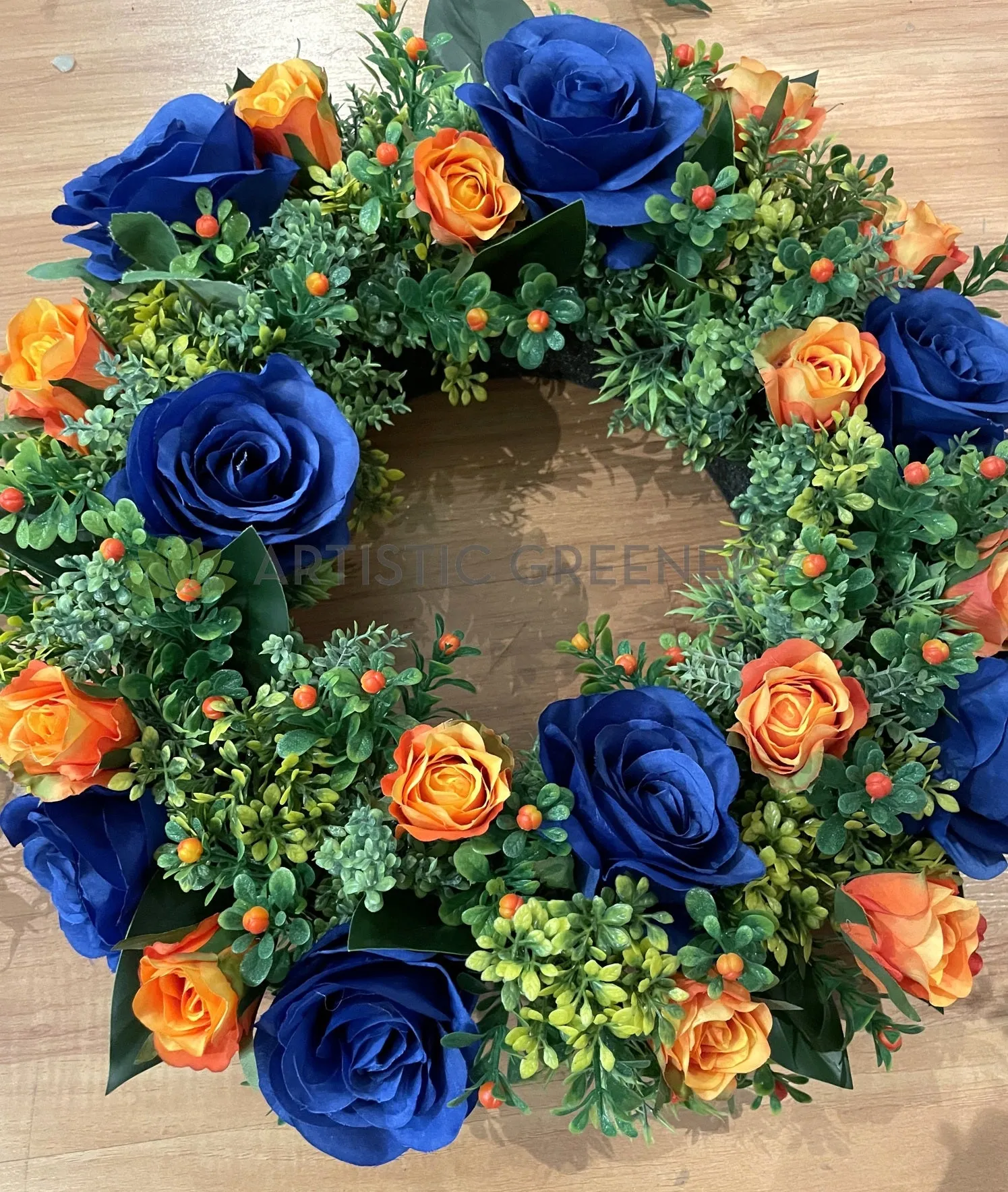 Blue & Orange Wreath 30cm / 40cm / 50cm (WRE007)