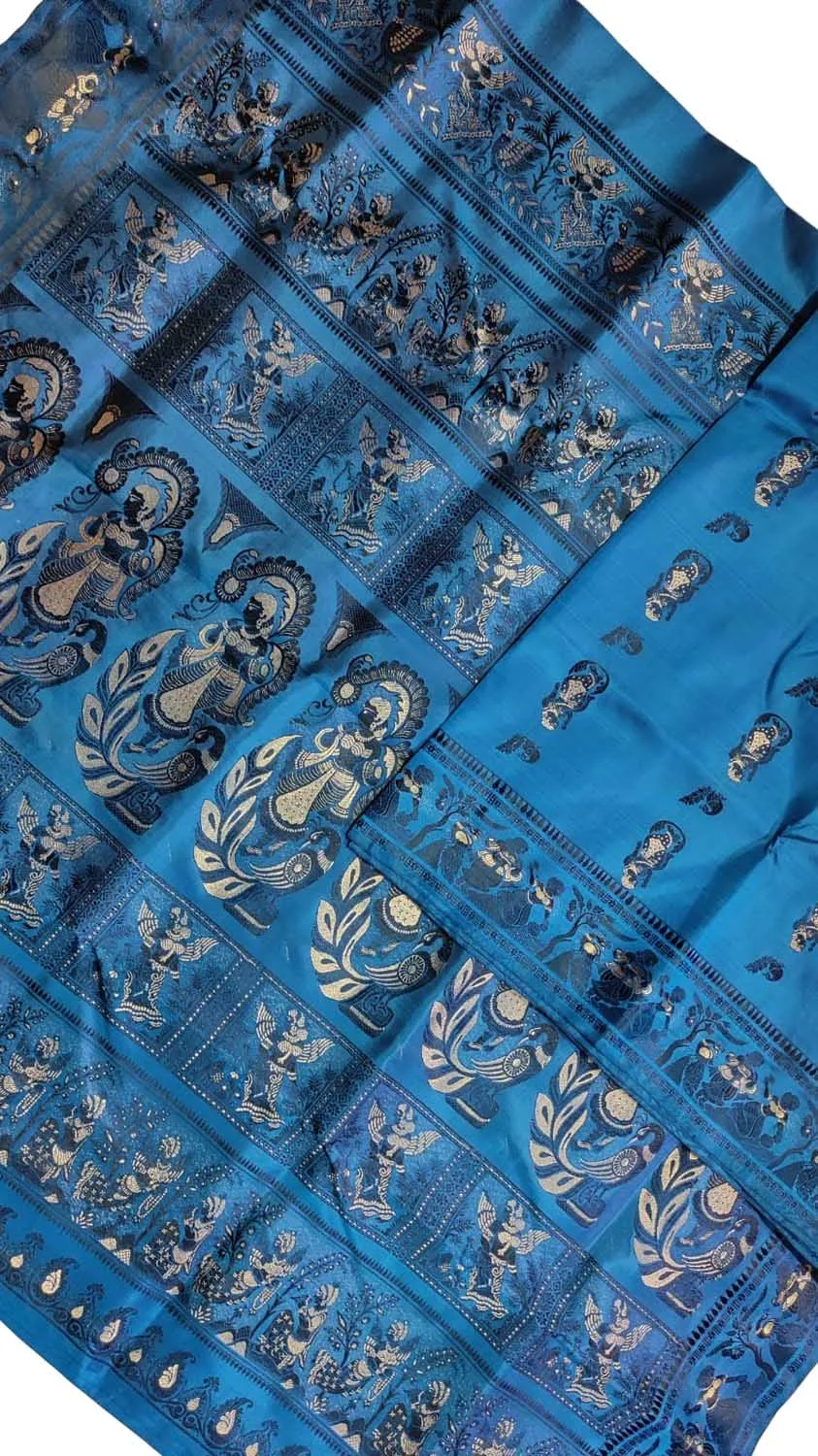 Blue Baluchari Handloom Pure Silk Saree