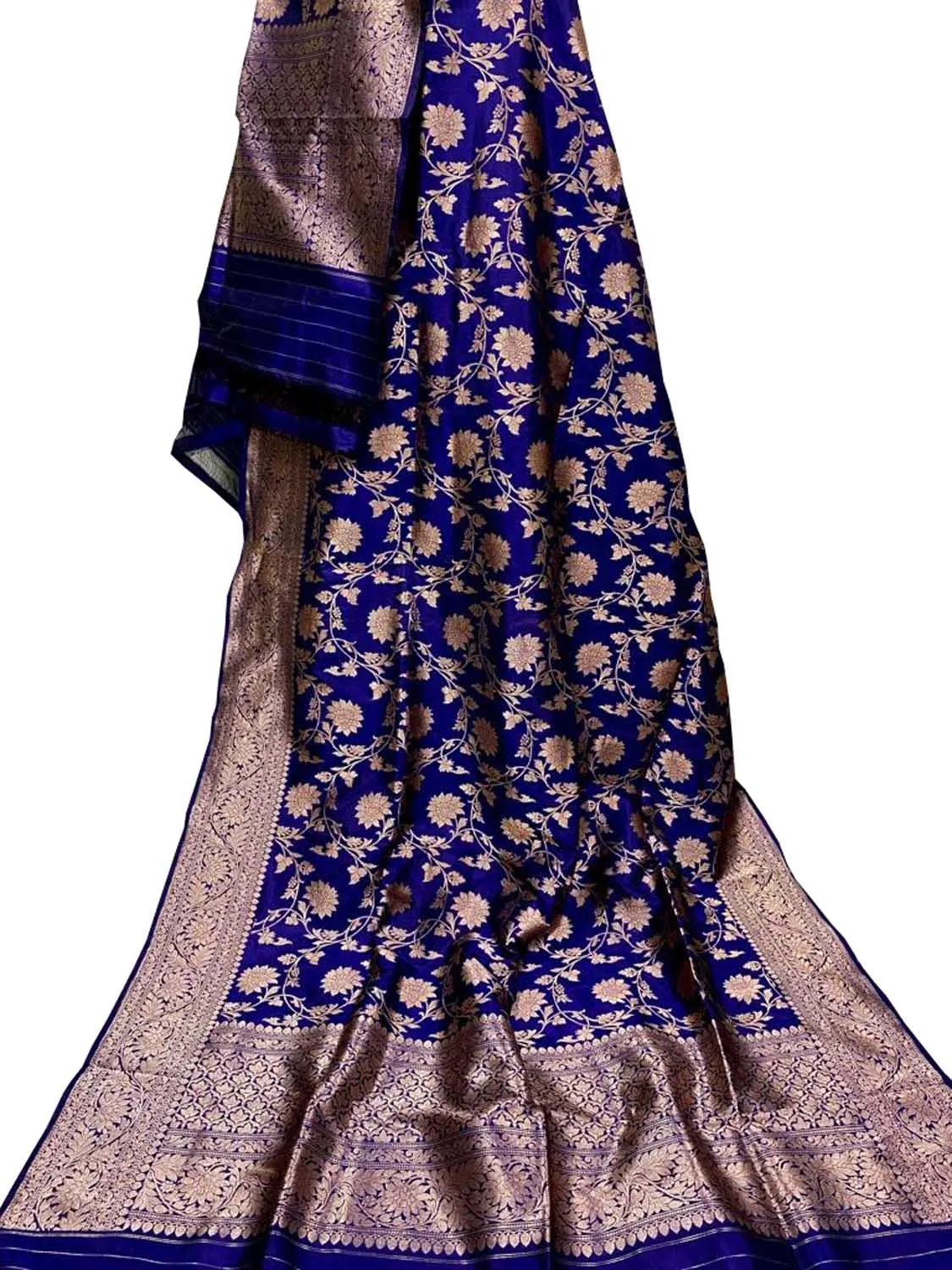 Luxurious Blue Banarasi Handloom Katan Silk Dupatta - Pure and Elegant Ethnic Accessory