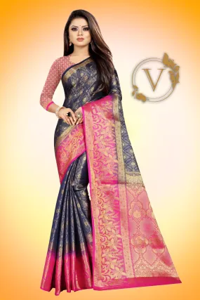 Blue Banarasi Silk Designer Saree