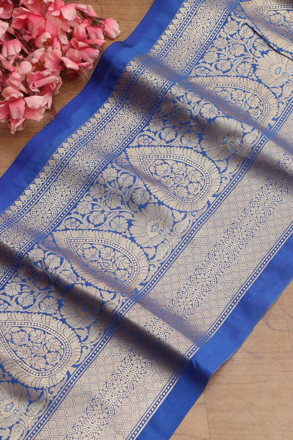 Blue Banarasi Silk Lace Saree - Timeless Elegance  (1 Mtr)