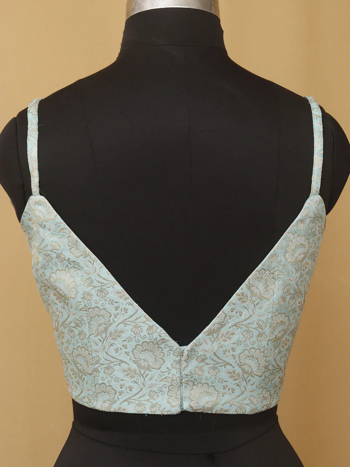 Blue Banarasi Silk Singlet Corset Non Padded Blouse