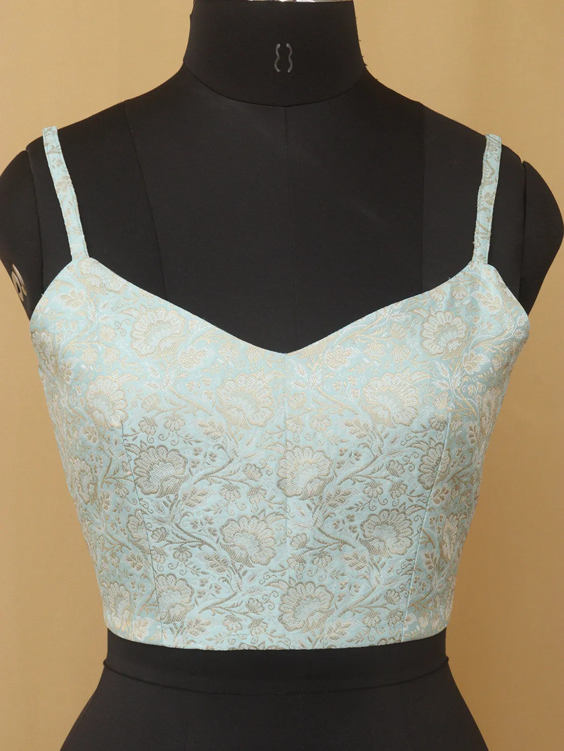 Blue Banarasi Silk Singlet Corset Non Padded Blouse