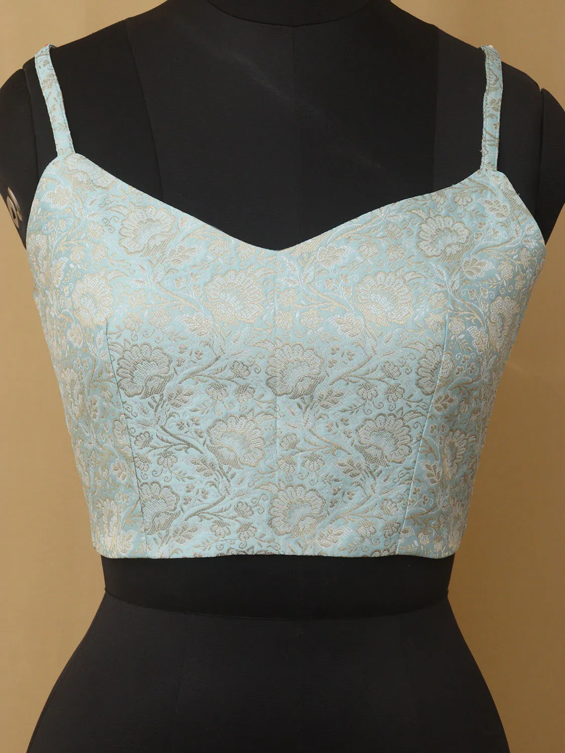 Blue Banarasi Silk Singlet Corset Non Padded Blouse