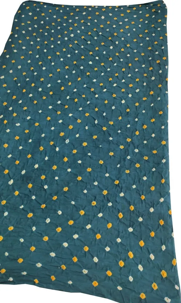 Blue Bandhani Cotton Silk Fabric (  1 Mtr )