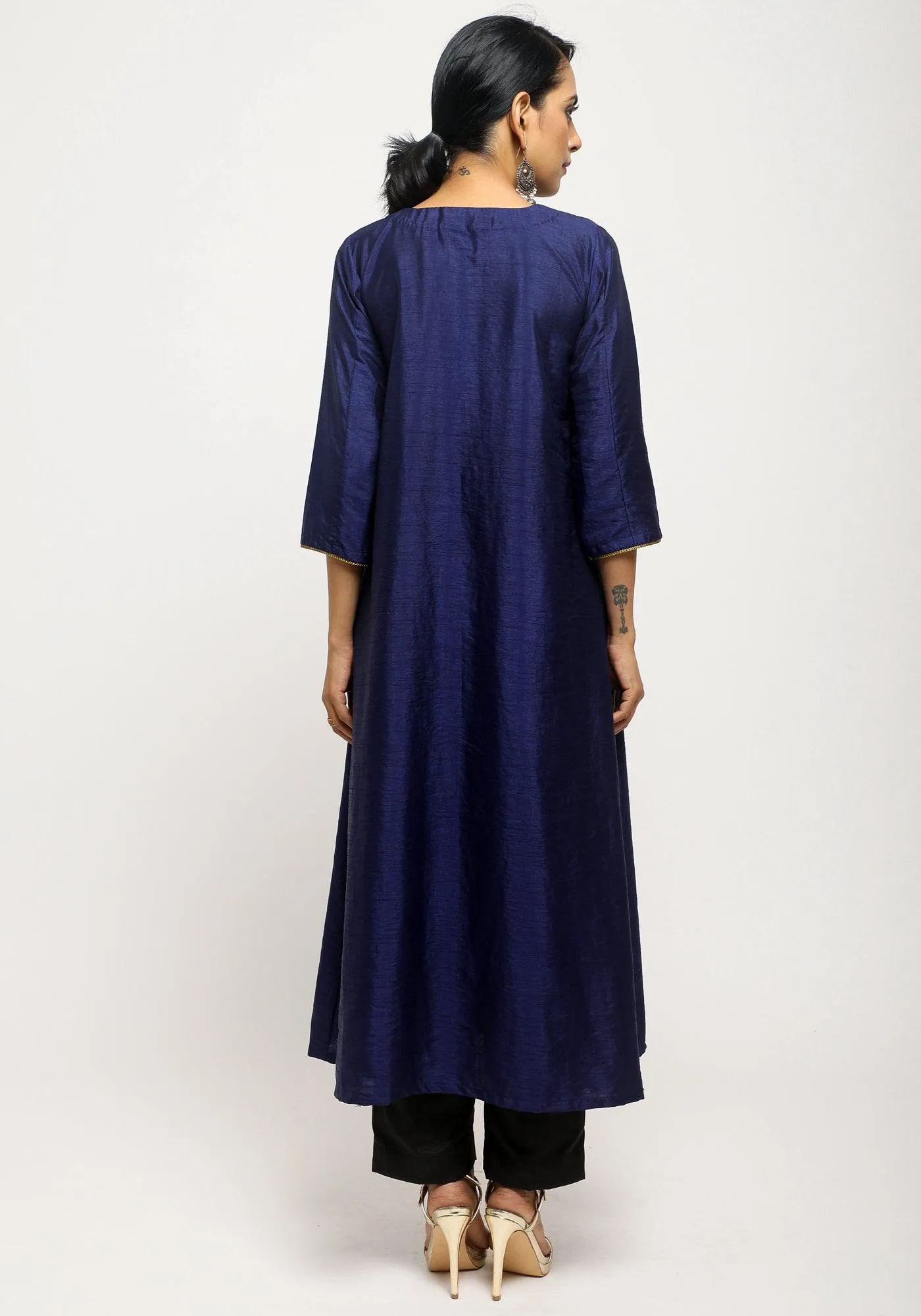 Blue Laced Kurta Set