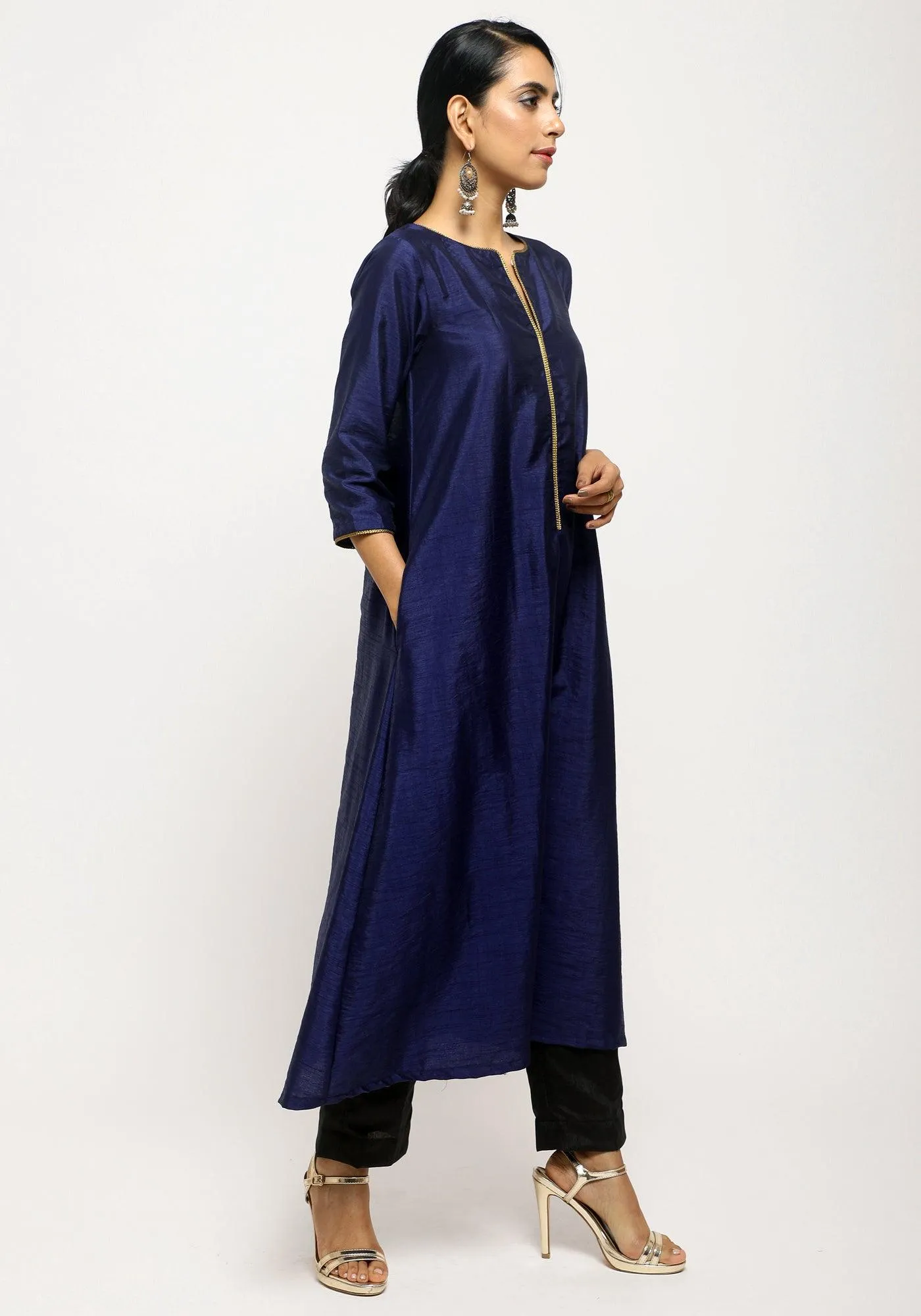 Blue Laced Kurta Set