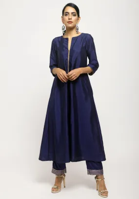 Blue Laced Kurta- Foil Pant