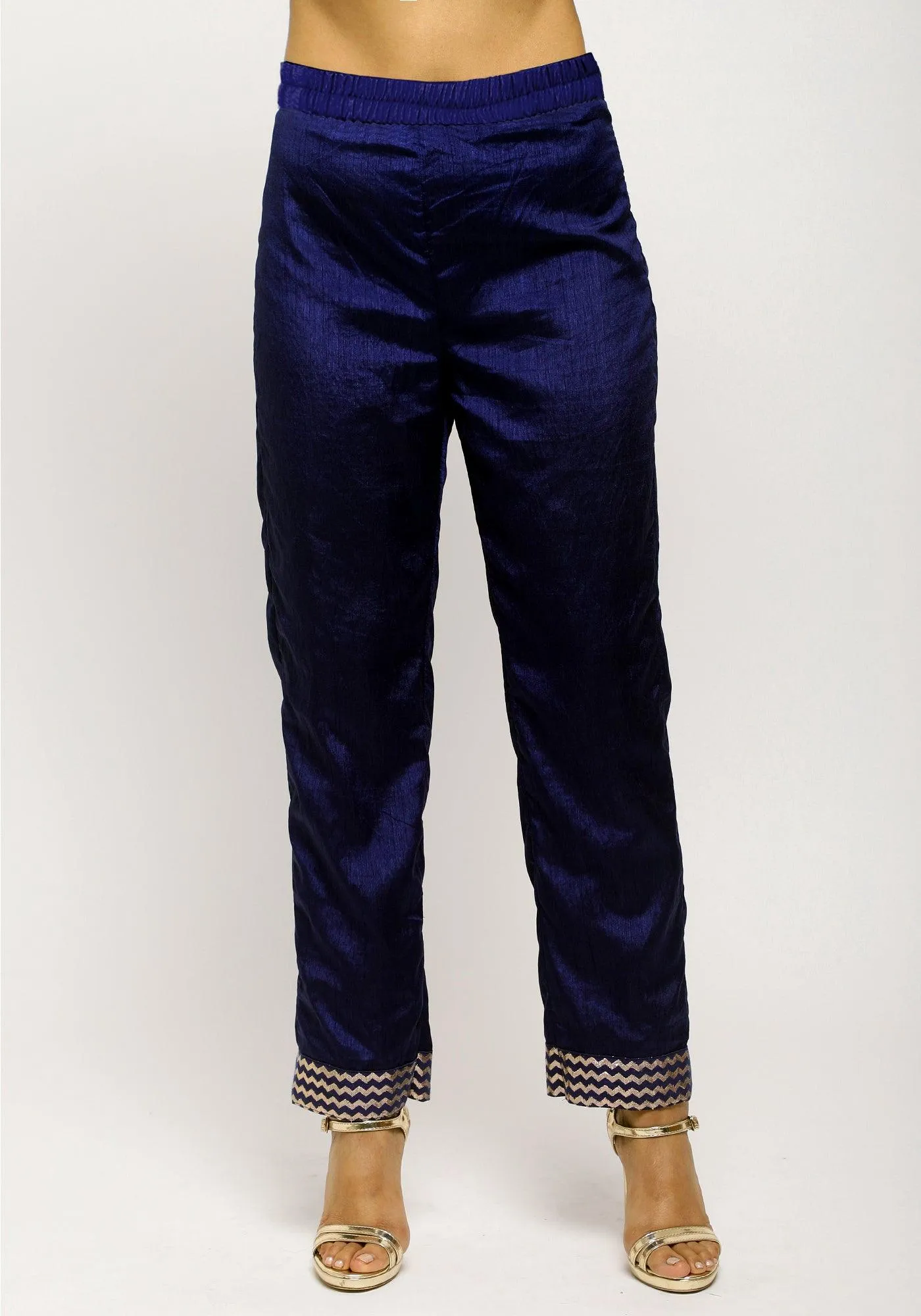 Blue Laced Kurta- Foil Pant