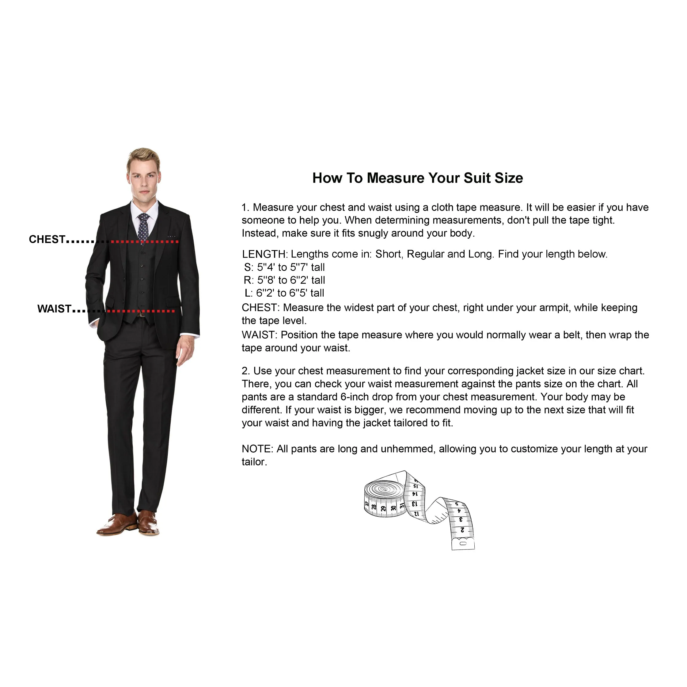 Braveman Men's Formal Two Piece 2-Piece Slim Fit Cut Suit Set