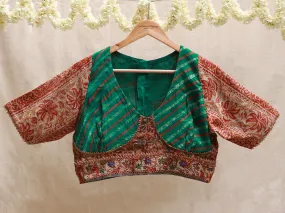 British Racing Green, Silk, Batik blouse