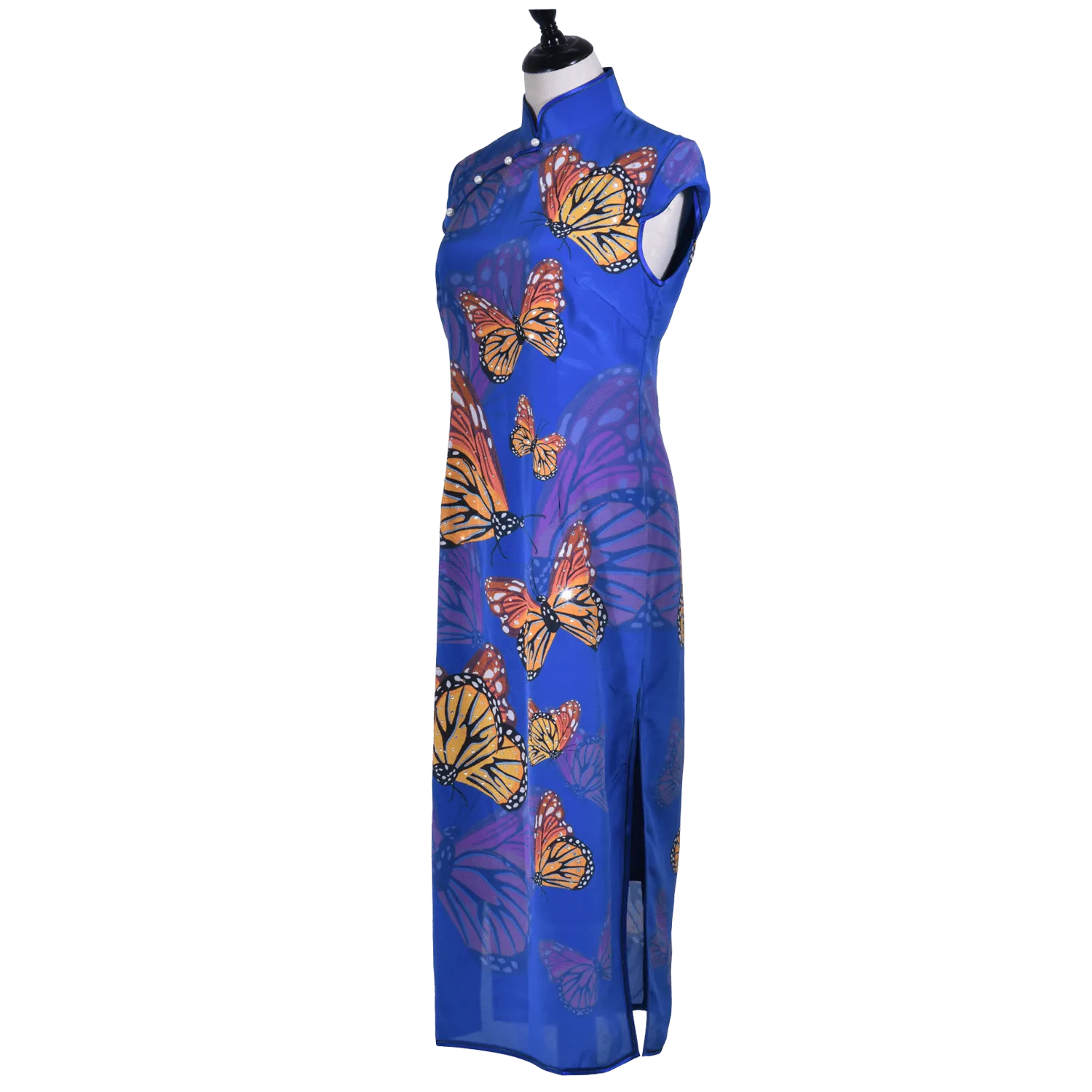 【BUTTERFLY】 100% Silk Crystal Cheongsam (Cap Sleeve)