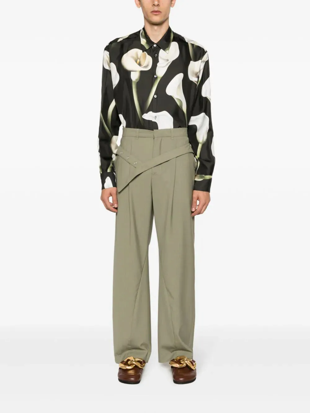 Calla Lily Print Silk Shirt