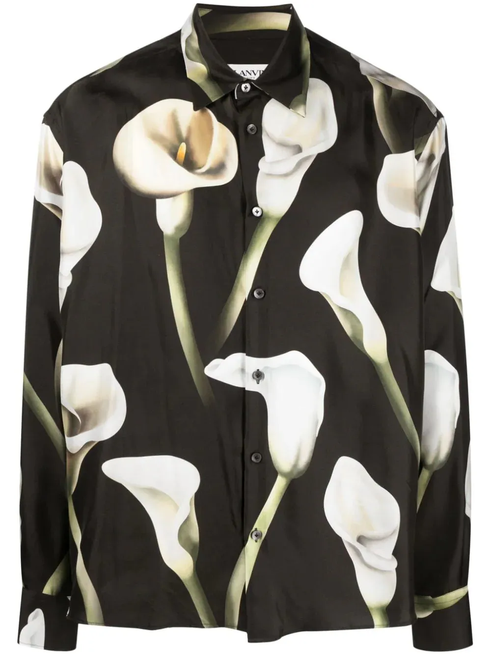 Calla Lily Print Silk Shirt