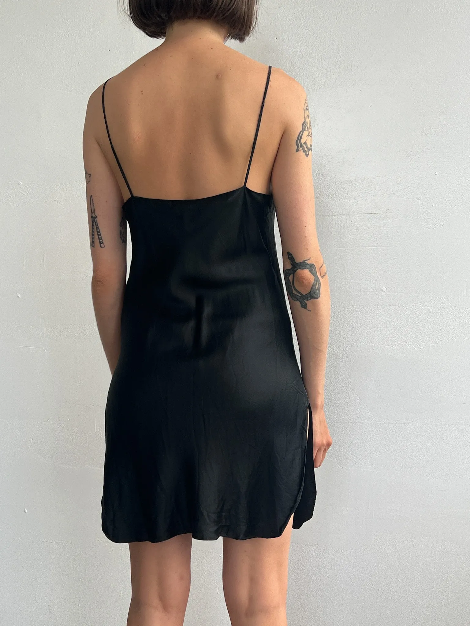 Classic Black Silk Slipdress (S)