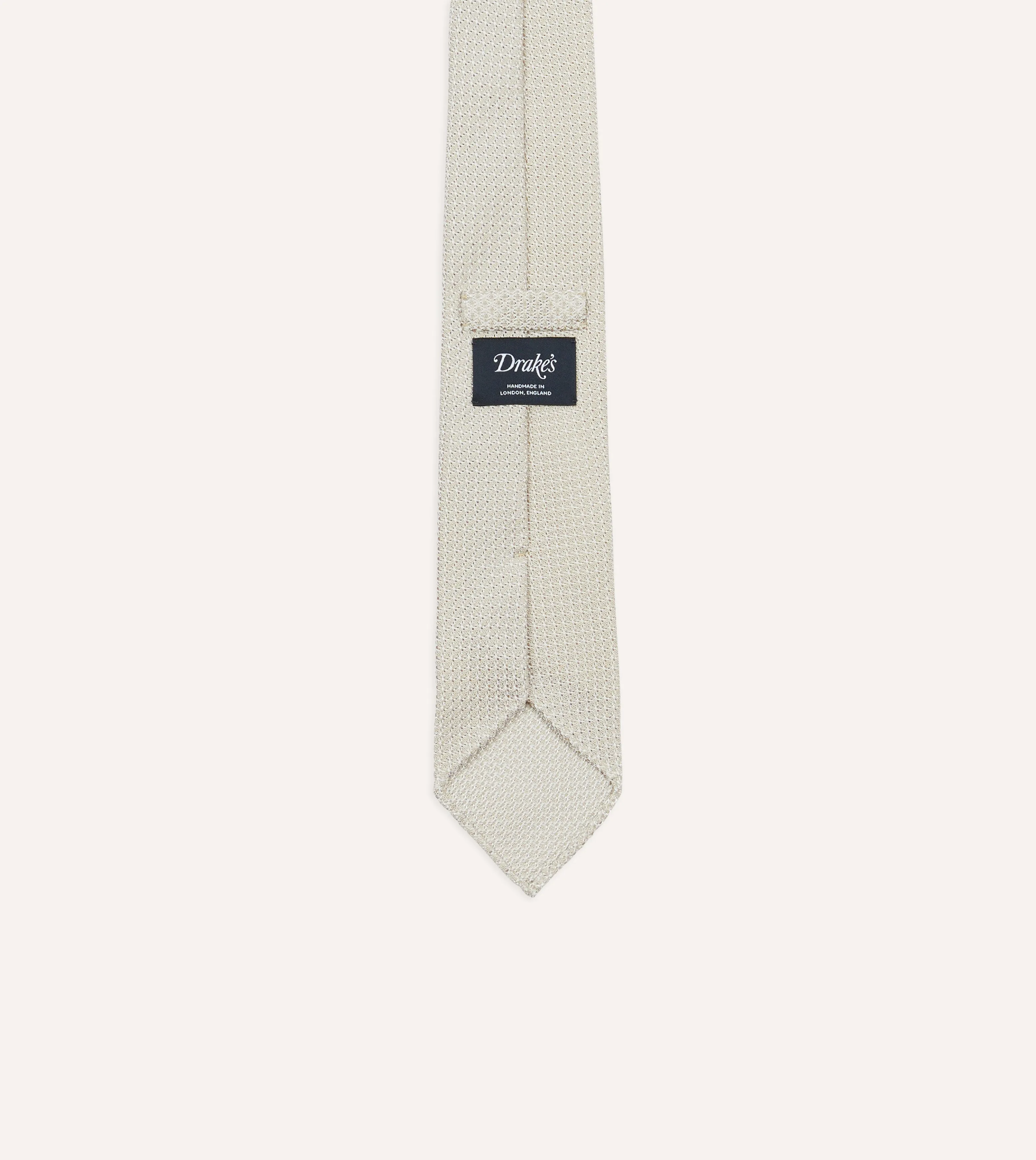 Cream Hand Rolled Large Knot Grenadine Tie