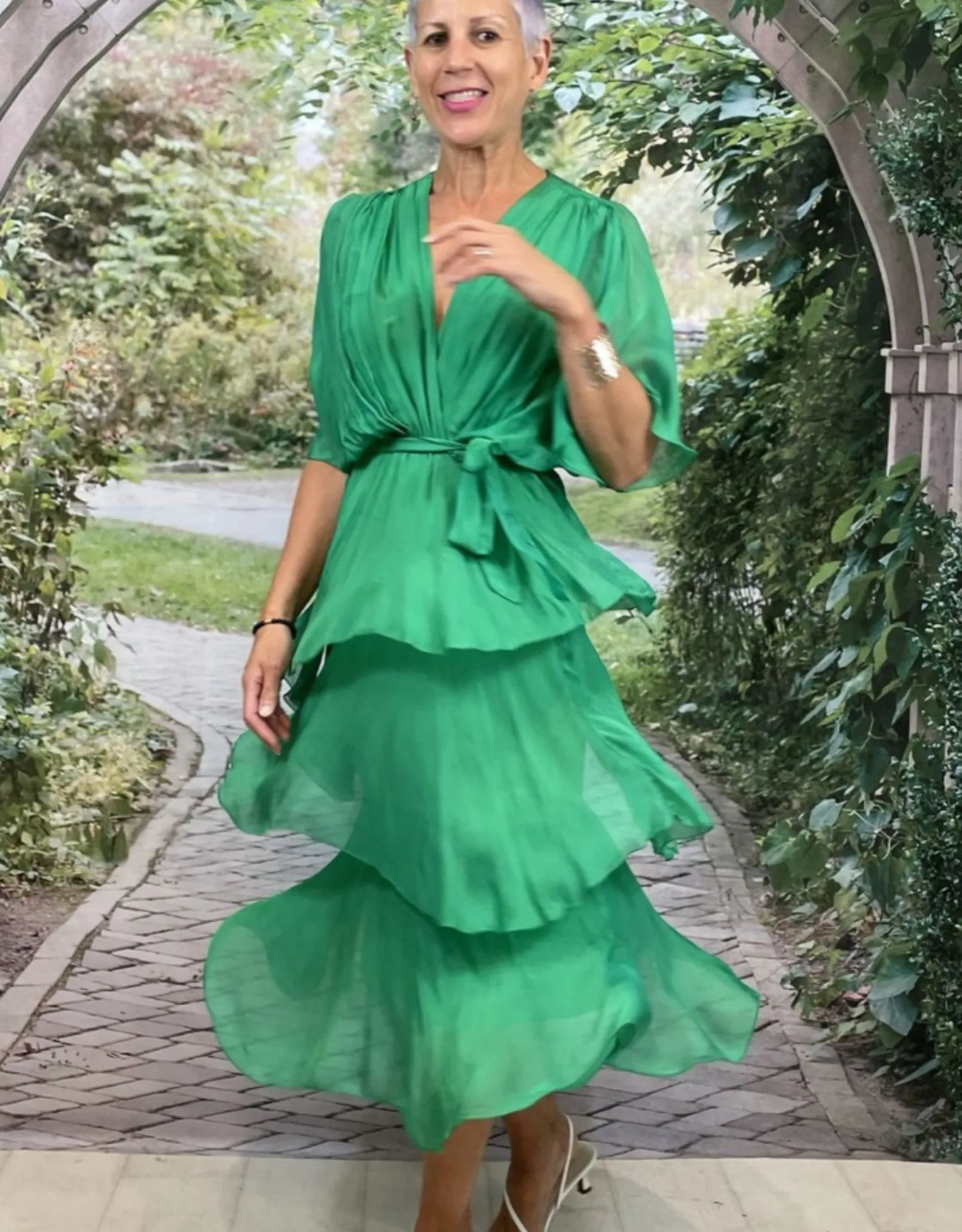 Cross Over Green Dress