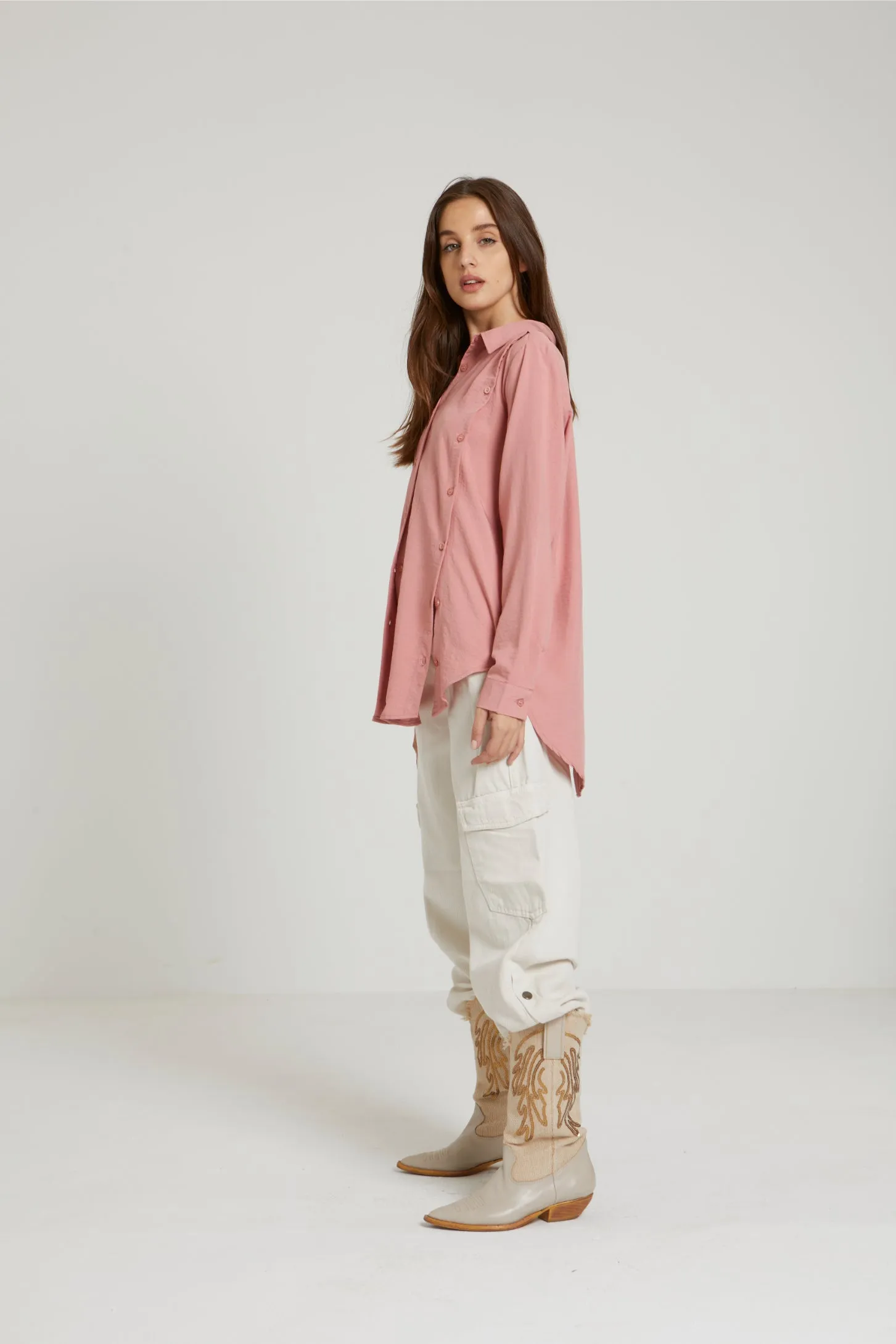 CUBA ASYMMETRIC SHIRT - BLUSH