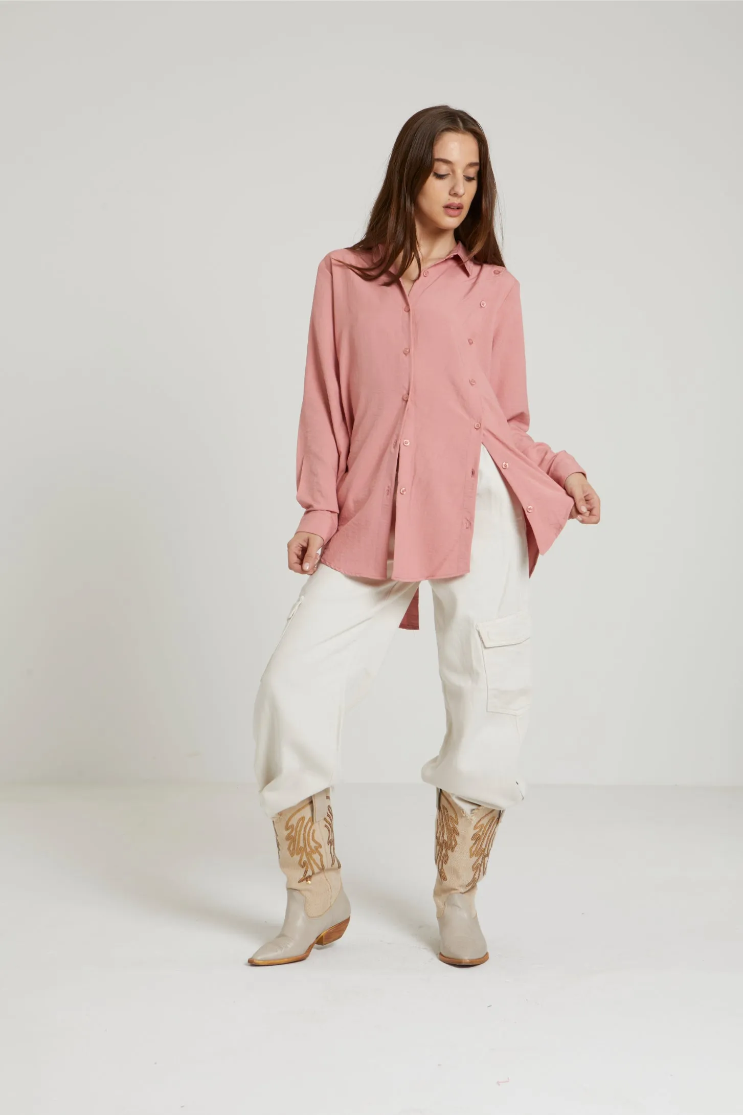 CUBA ASYMMETRIC SHIRT - BLUSH