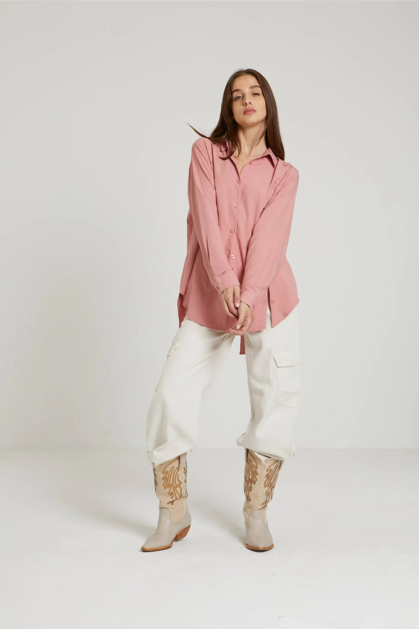 CUBA ASYMMETRIC SHIRT - BLUSH