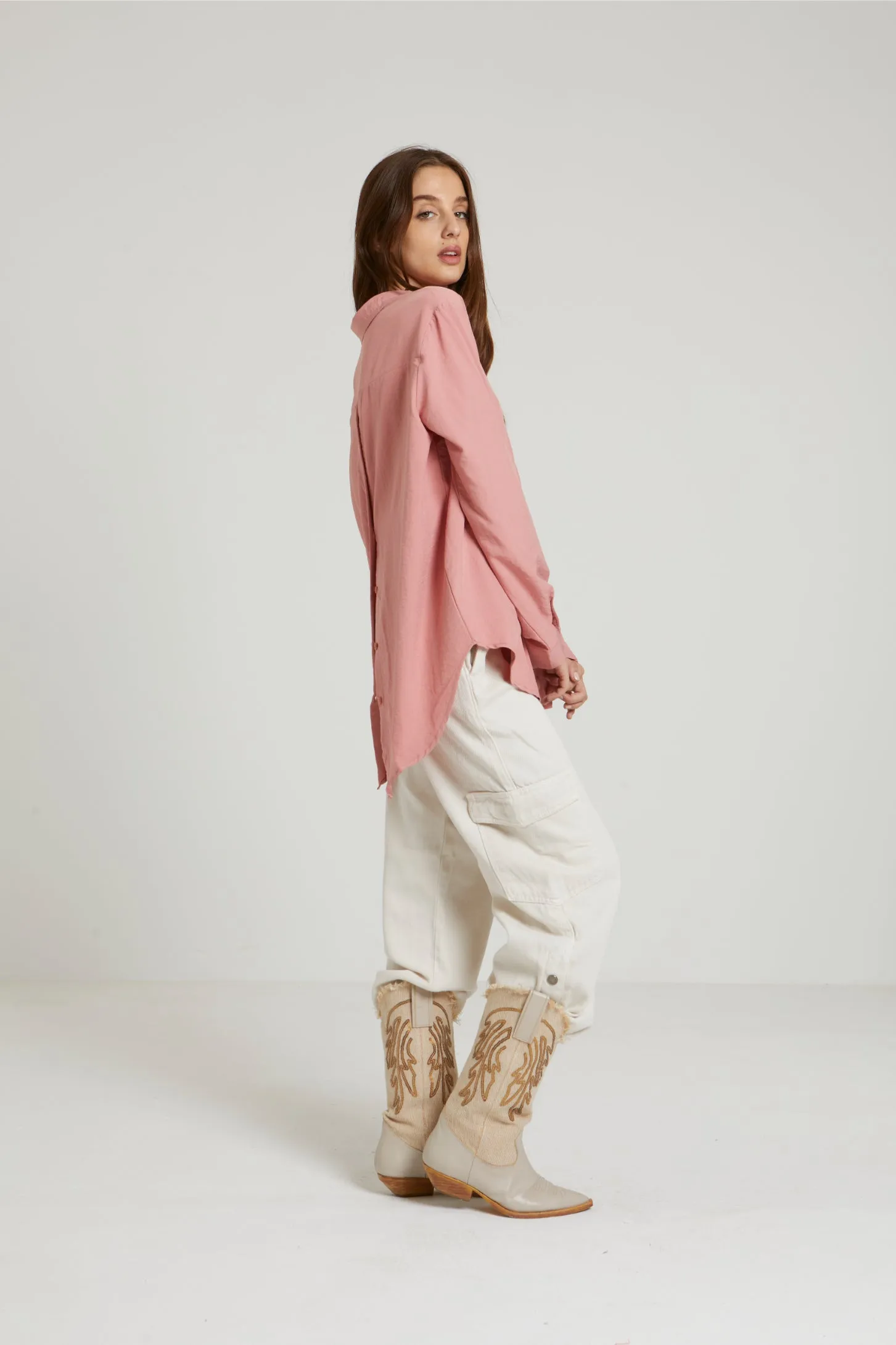 CUBA ASYMMETRIC SHIRT - BLUSH