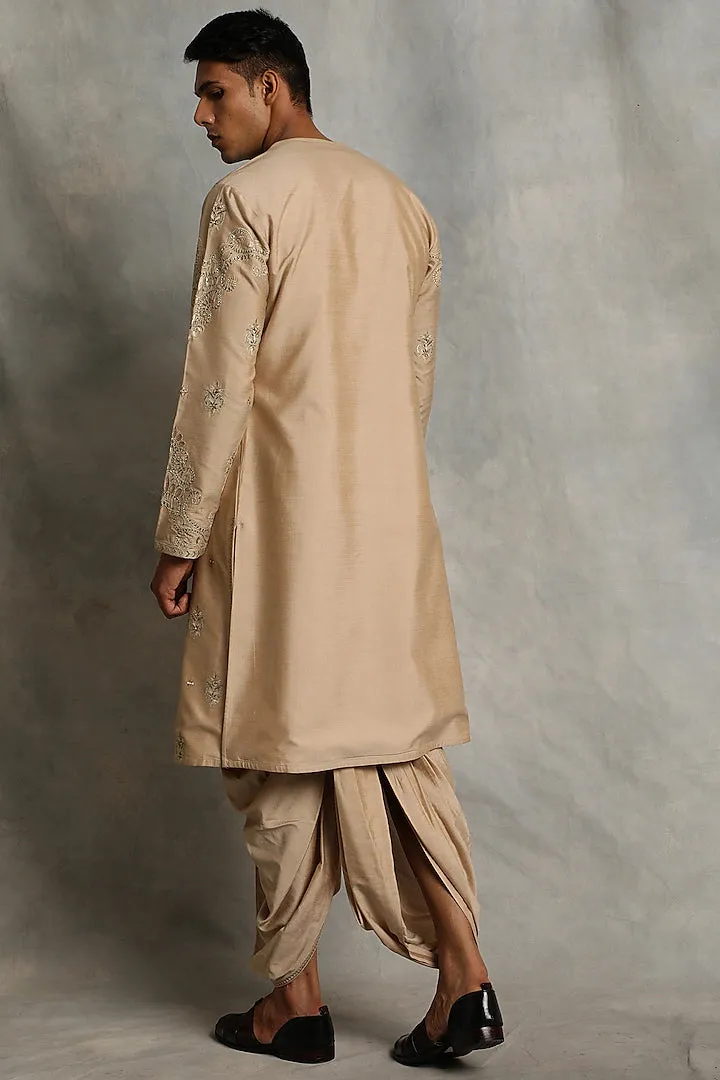 Dairy Cream Angrakha Kurta Set