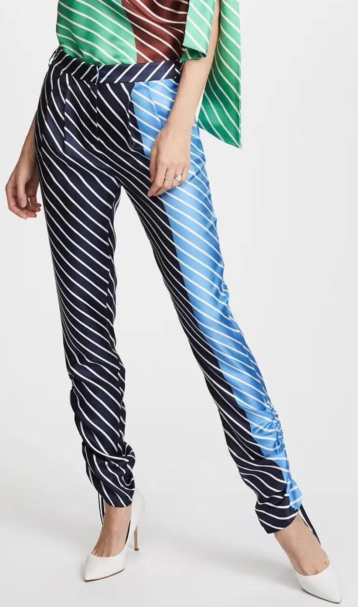 'Delphina' Stripe Shirred Pleat Pants, Blue