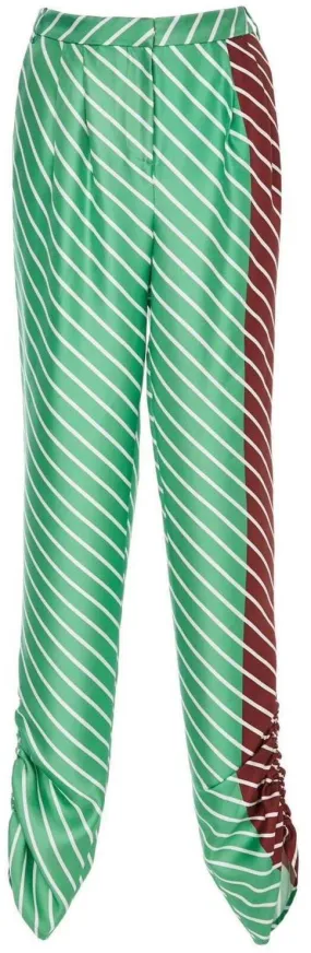 'Delphina' Stripe Shirred Pleat Pants, Green