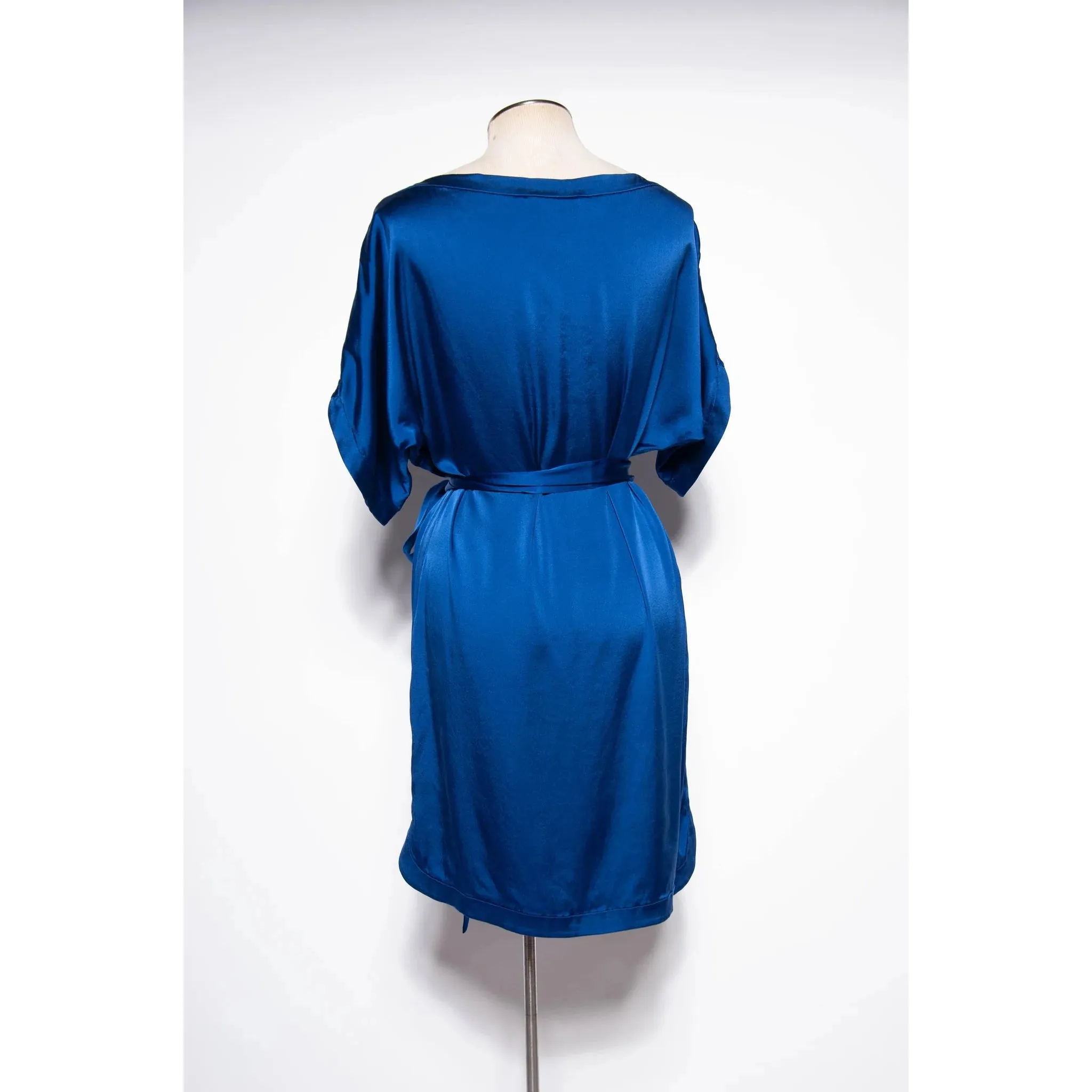 DIANE VON FURSTENBURG Modern Blue Silk Draped Dress | US 6 - Medium