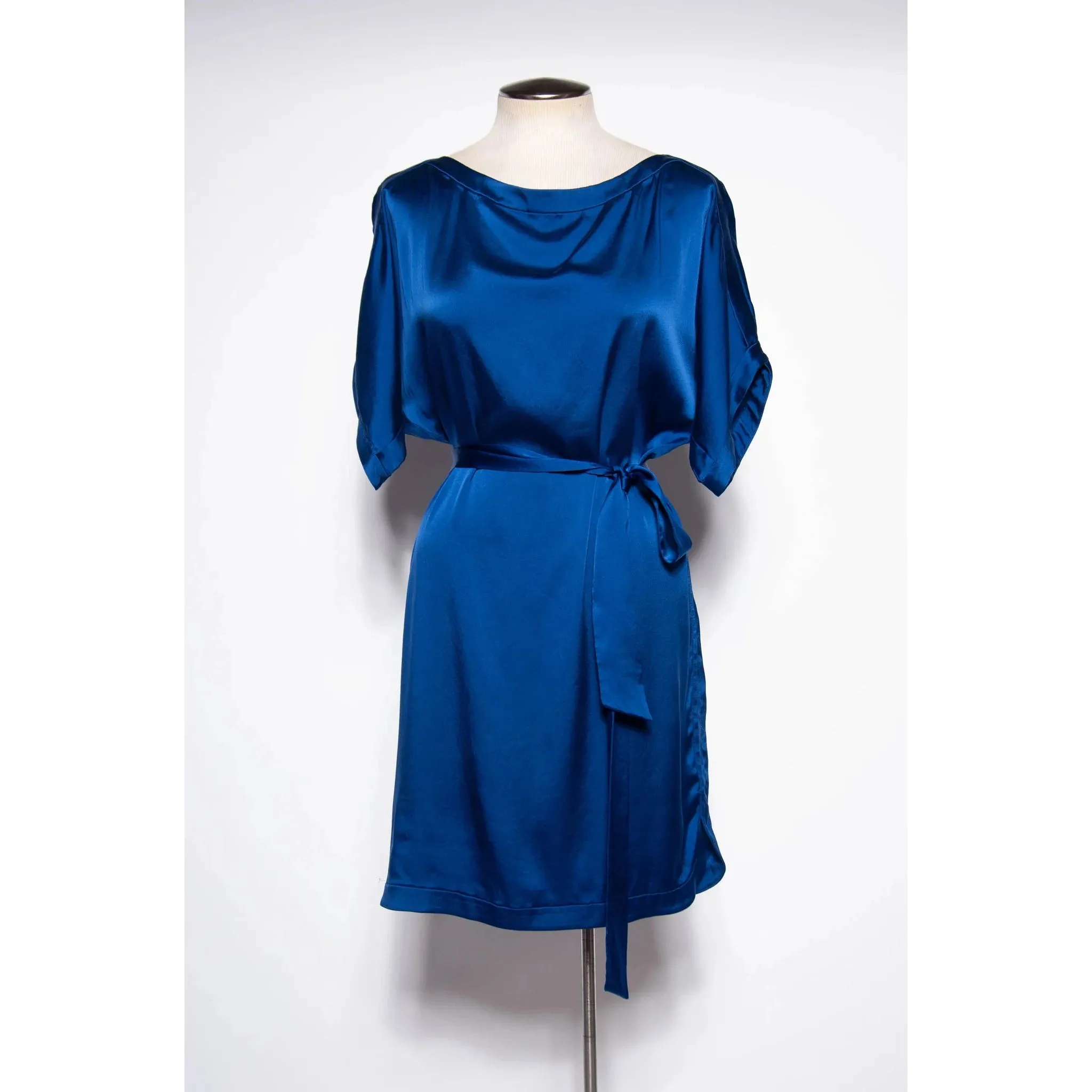 DIANE VON FURSTENBURG Modern Blue Silk Draped Dress | US 6 - Medium