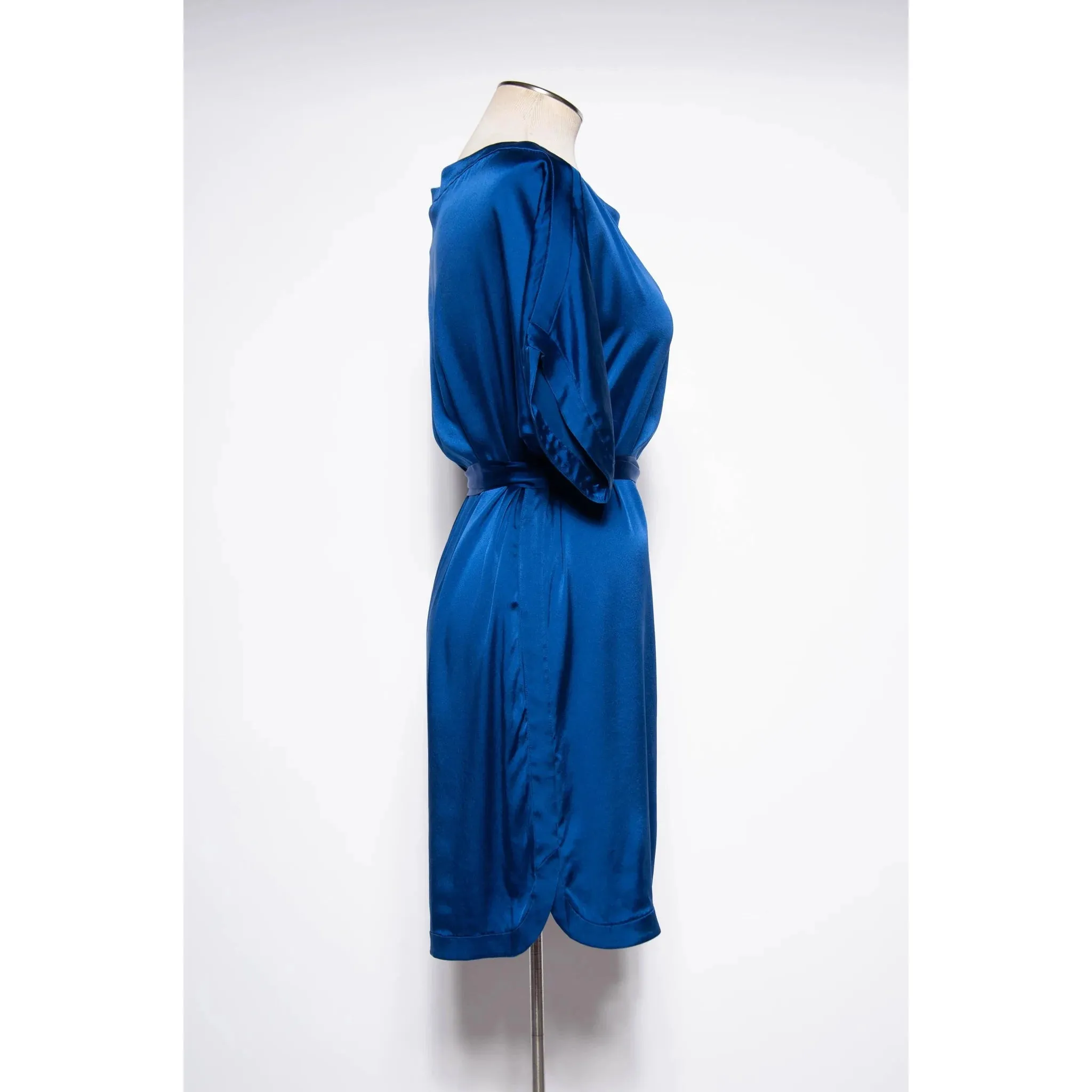 DIANE VON FURSTENBURG Modern Blue Silk Draped Dress | US 6 - Medium