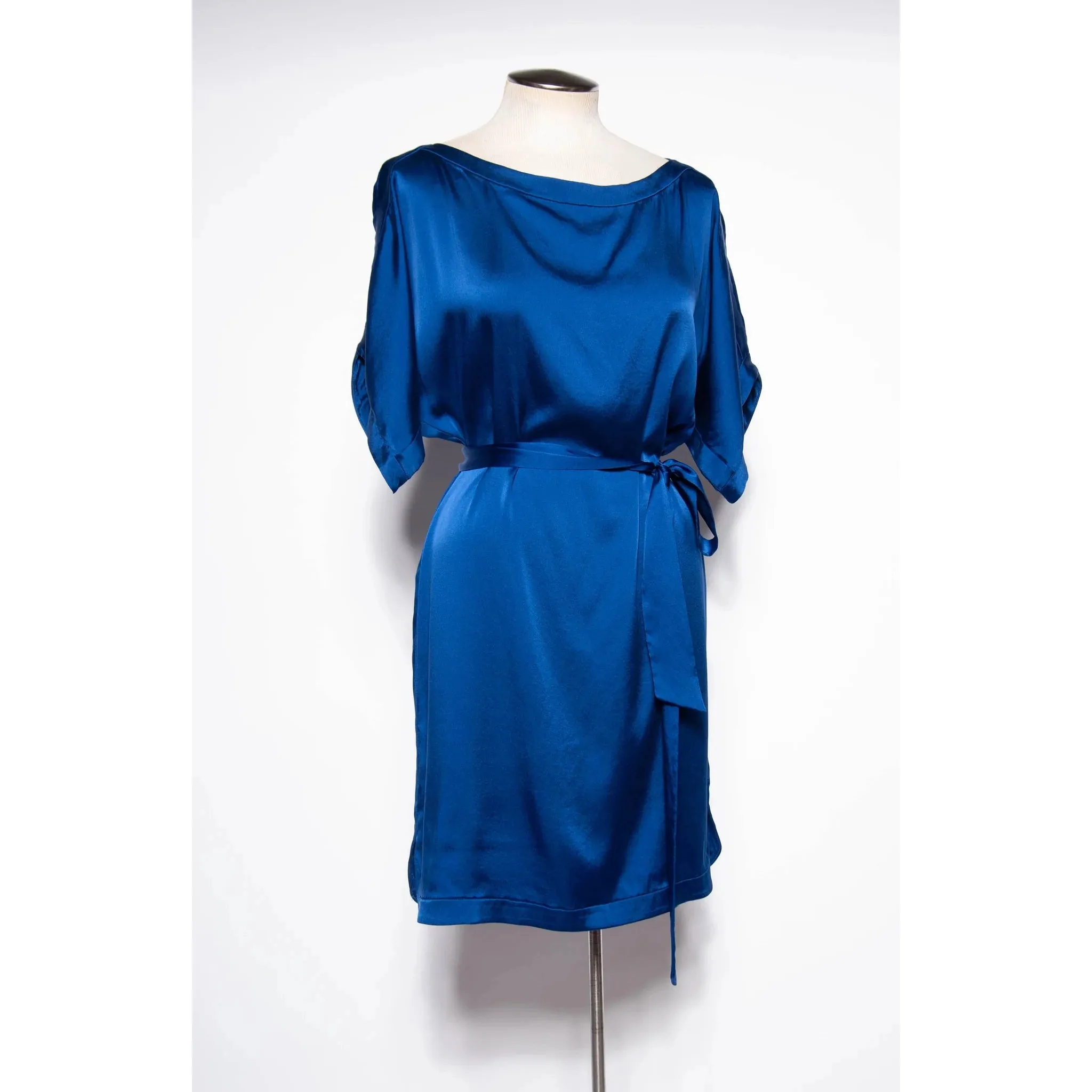 DIANE VON FURSTENBURG Modern Blue Silk Draped Dress | US 6 - Medium