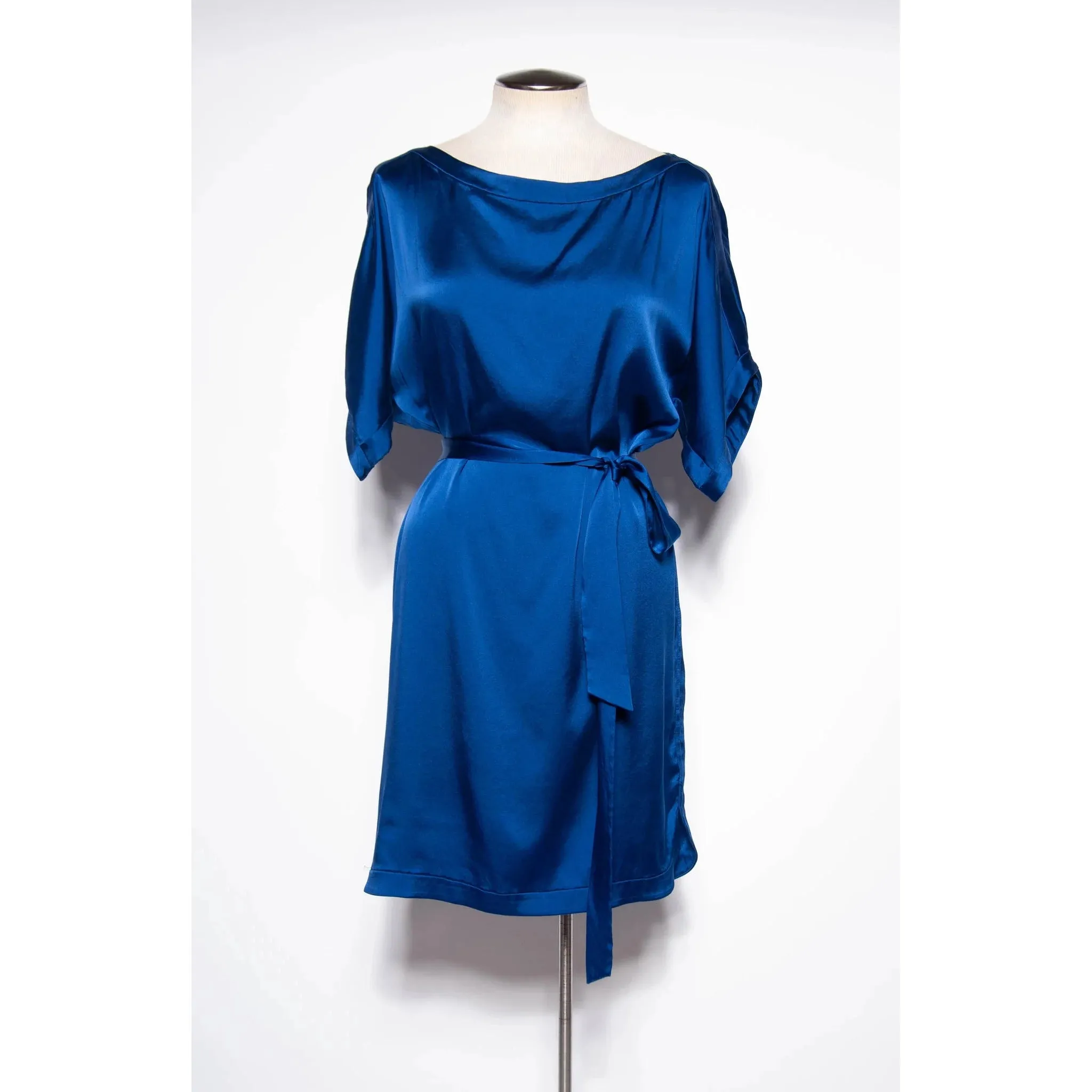 DIANE VON FURSTENBURG Modern Blue Silk Draped Dress | US 6 - Medium