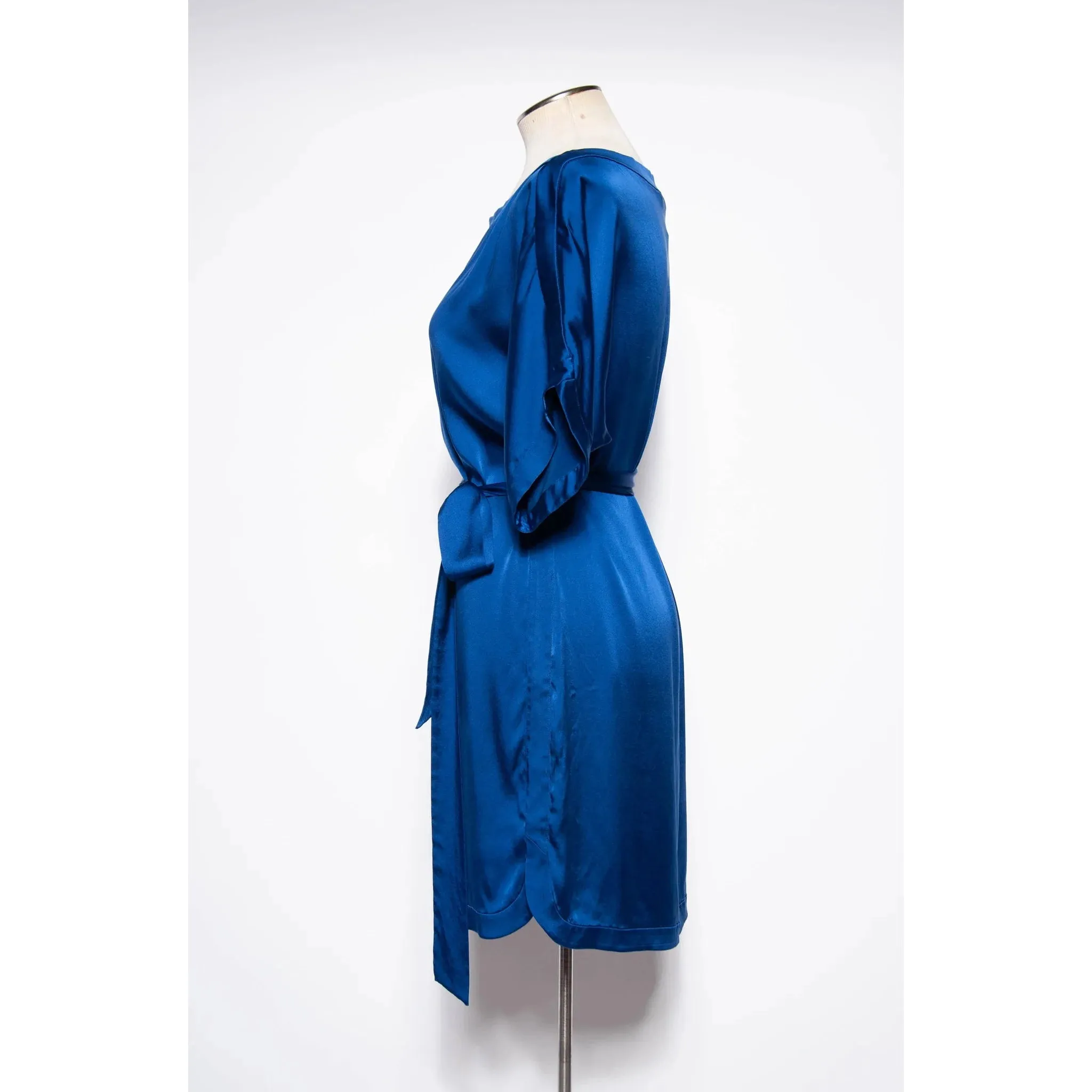 DIANE VON FURSTENBURG Modern Blue Silk Draped Dress | US 6 - Medium