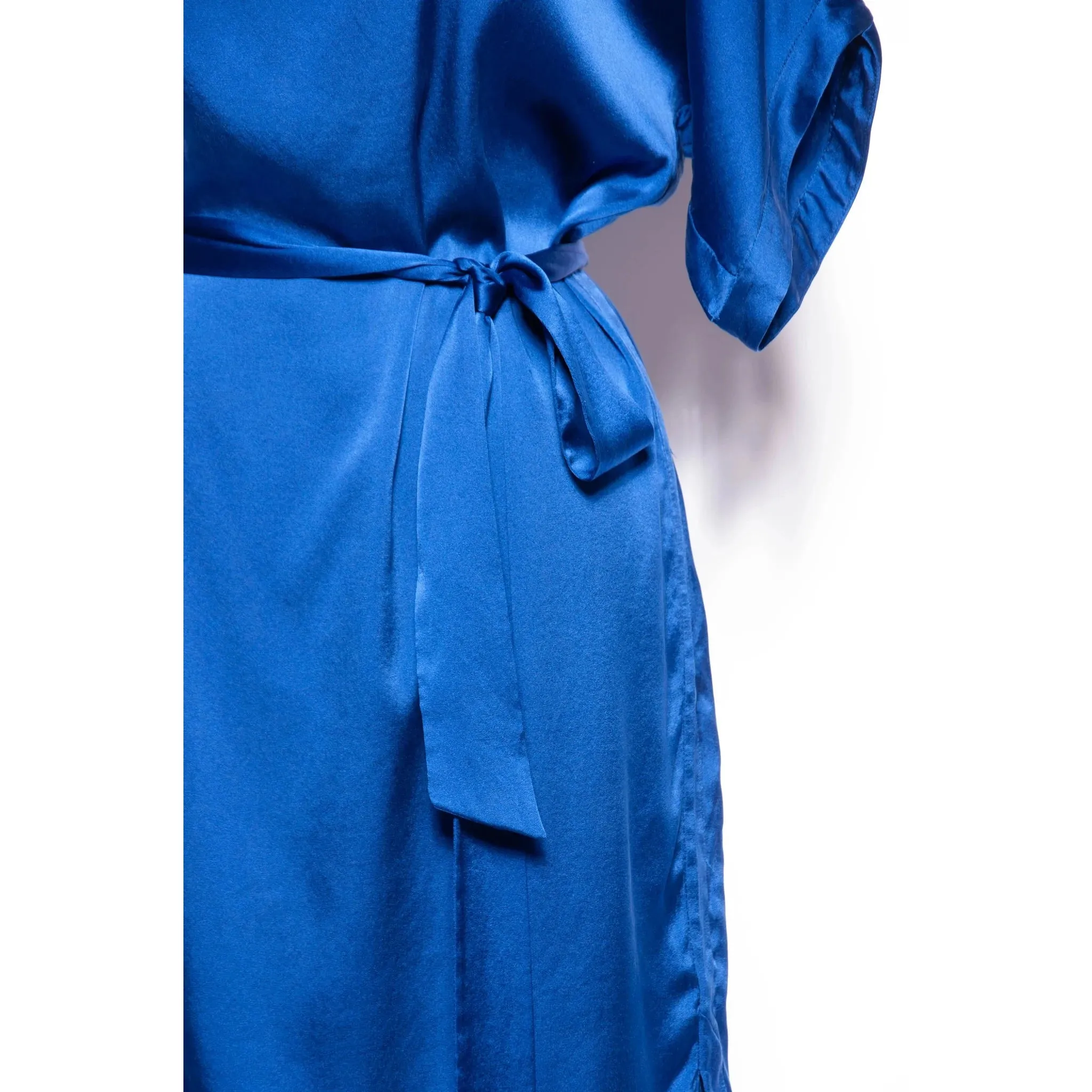 DIANE VON FURSTENBURG Modern Blue Silk Draped Dress | US 6 - Medium