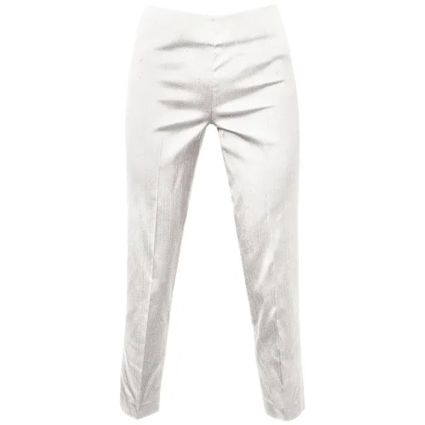 Dupioni Silk / Lycra Capri in White