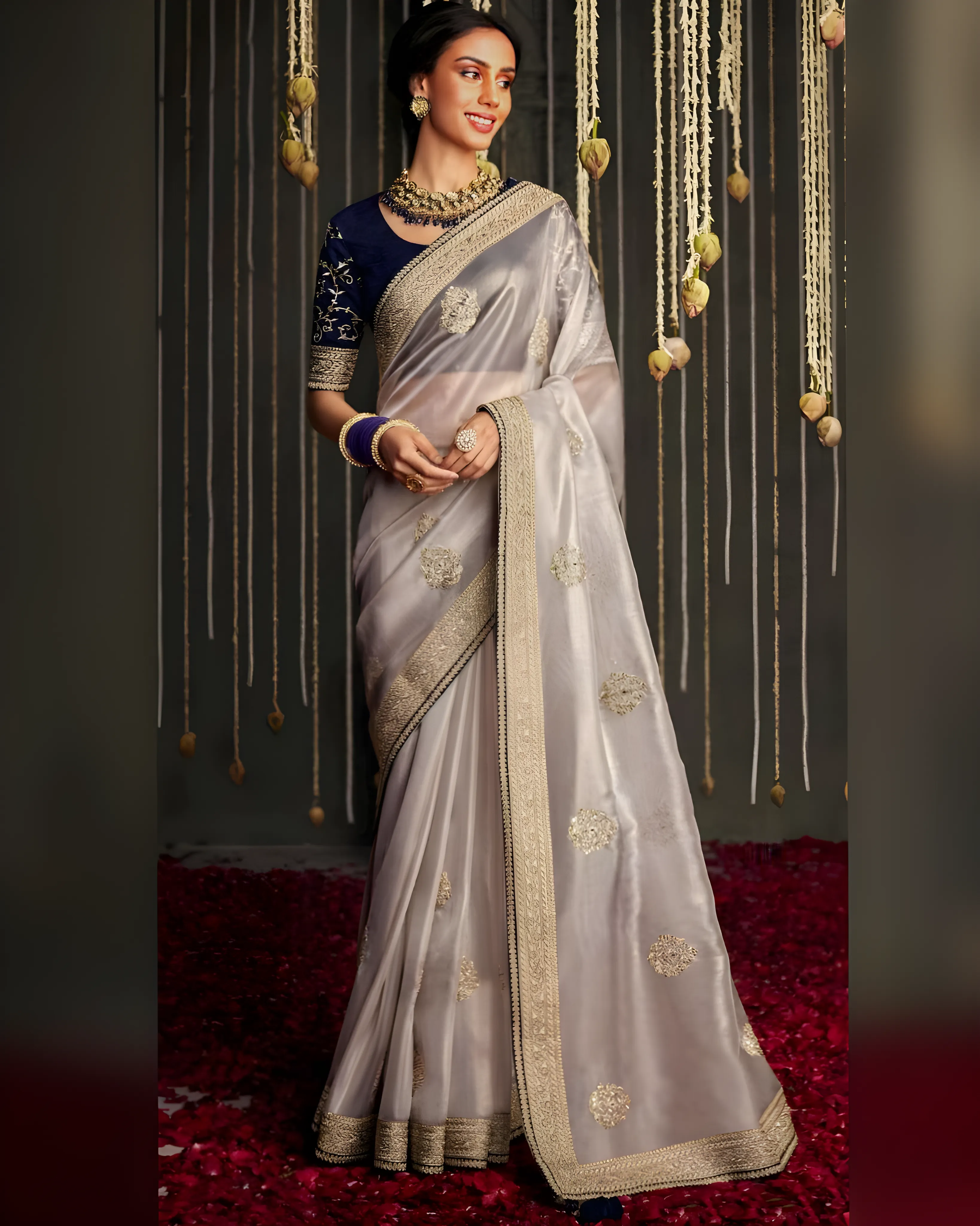 Embroidered Soft Tissue Silk Saree