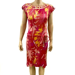 Emilio Pucci Oranges Silk Jersey Dress Beaded Belt Size US6 | IT40