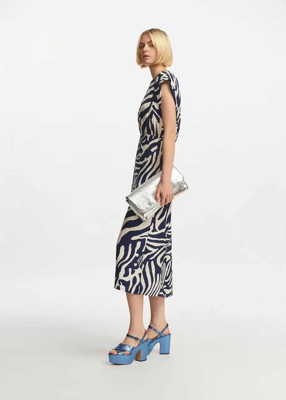 Essentiel Antwerp Fayola Dress in Navy Zebra Combo