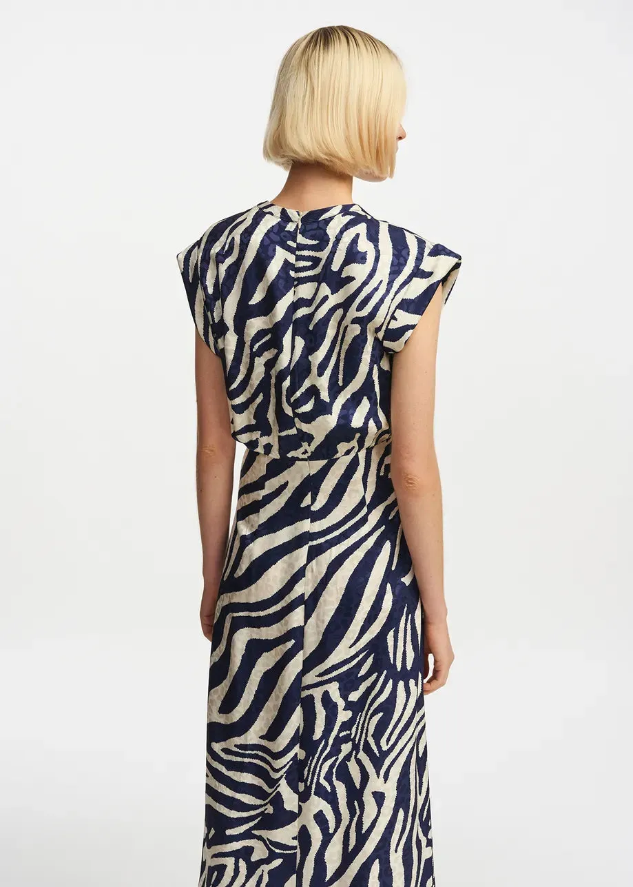 Essentiel Antwerp Fayola Dress in Navy Zebra Combo