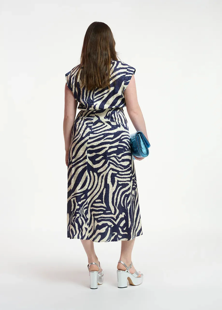 Essentiel Antwerp Fayola Dress in Navy Zebra Combo