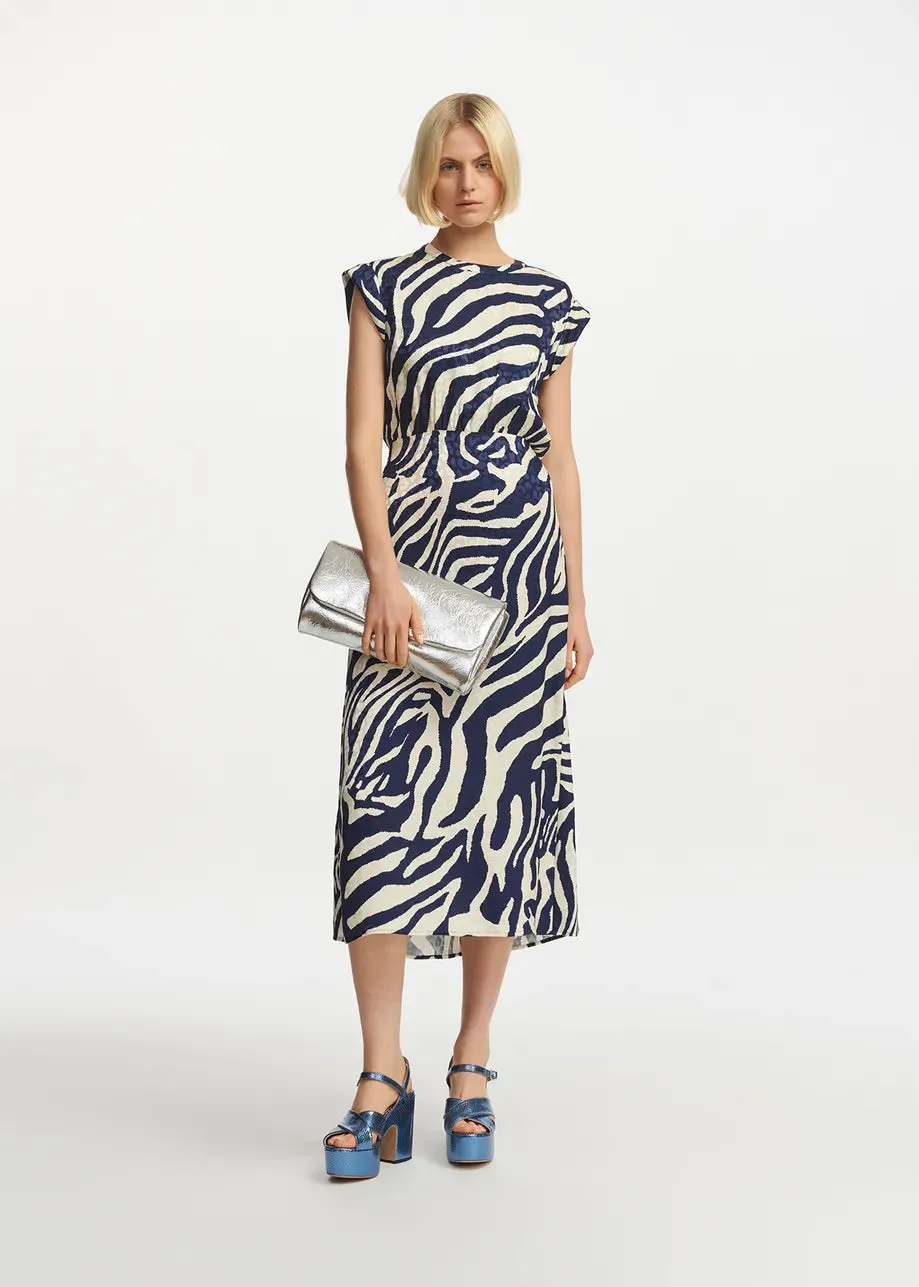 Essentiel Antwerp Fayola Dress in Navy Zebra Combo