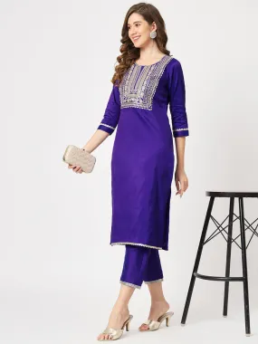 Festive Embroidered Kurta With Matching Pants