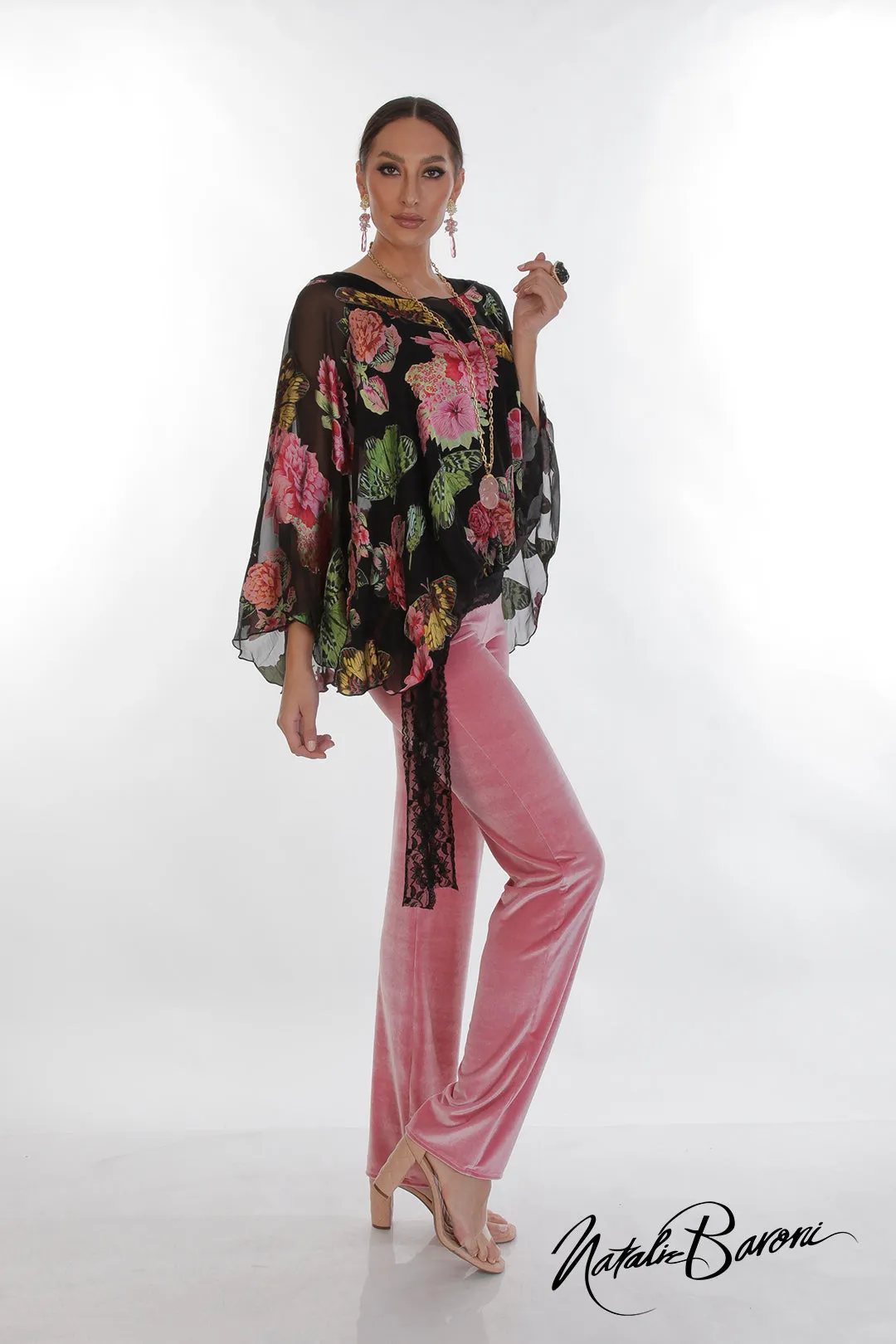 Geisha Silk Top with Lace - Roma