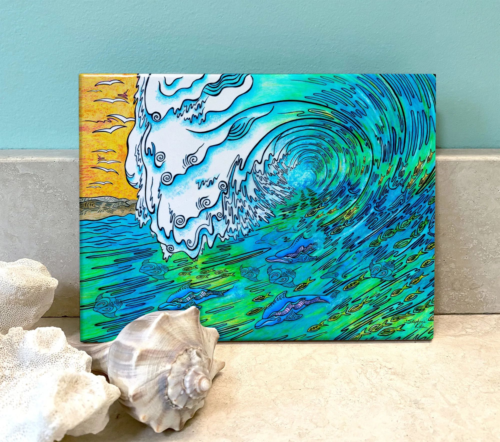 Green wave Ceramic Tile