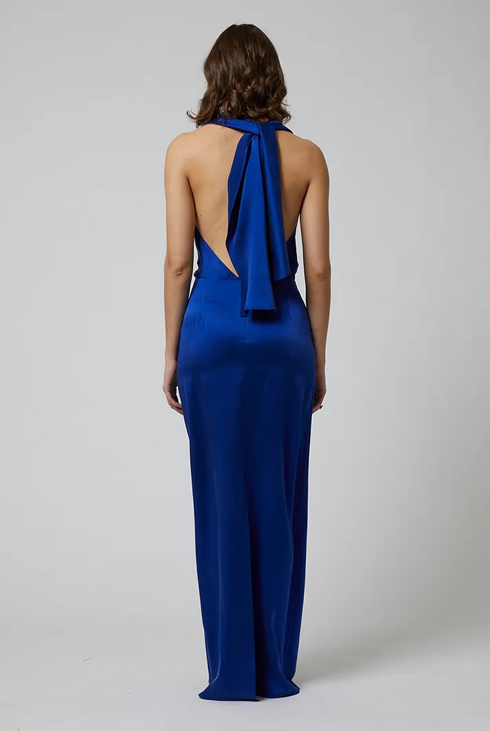 Halter-Neck Silk Gown