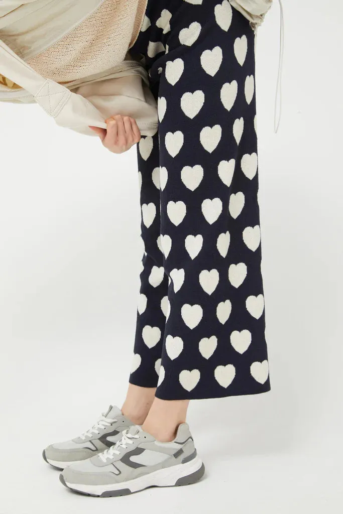 Heart Print Knit Pants