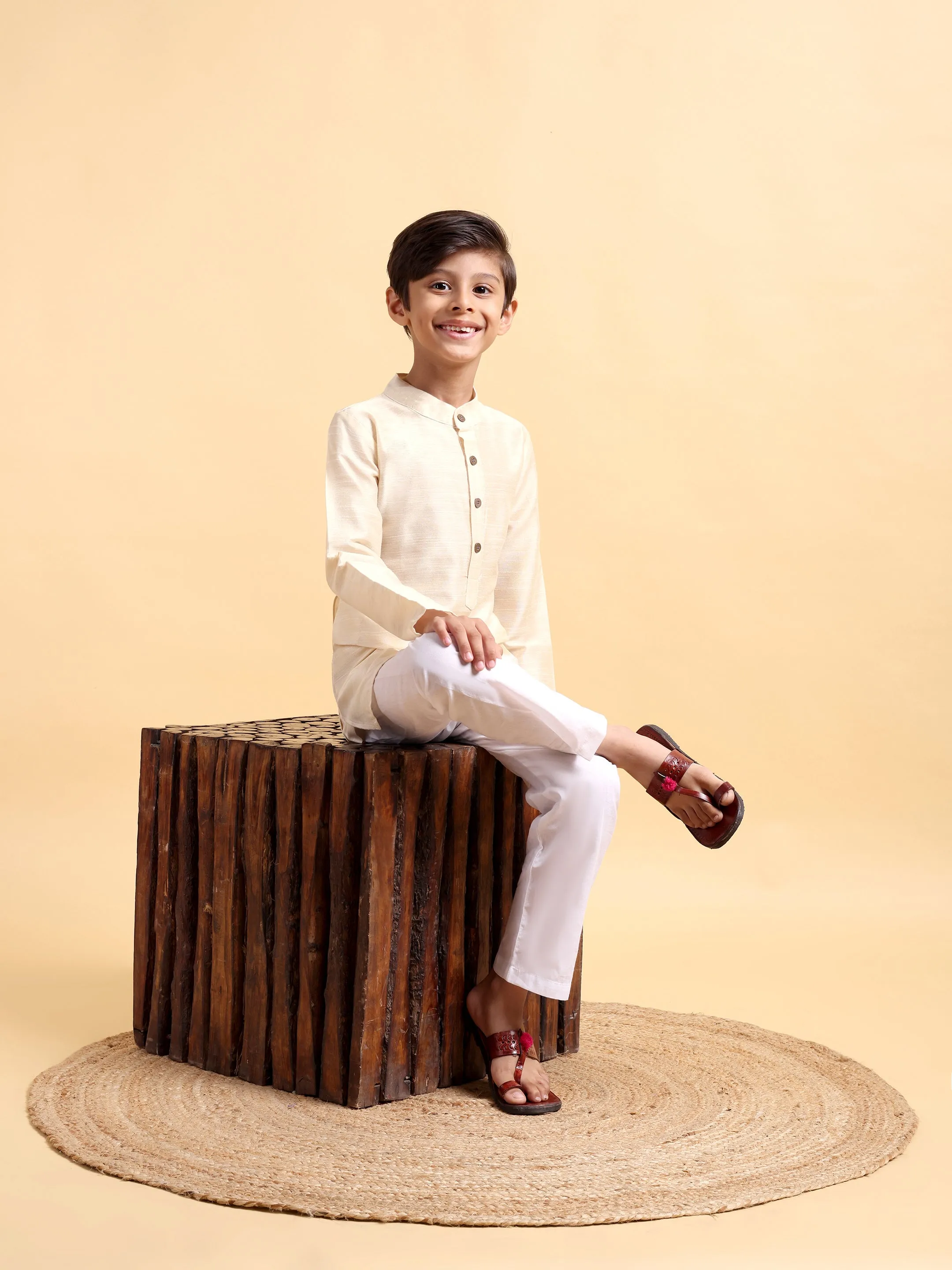 Ivory Cotton silk Kurta & Pajama Set