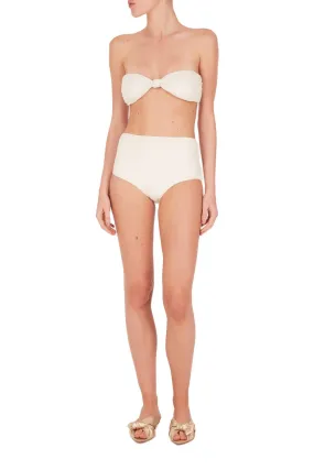 Ivory Hot Pants Bandeau Bikini with Hoop