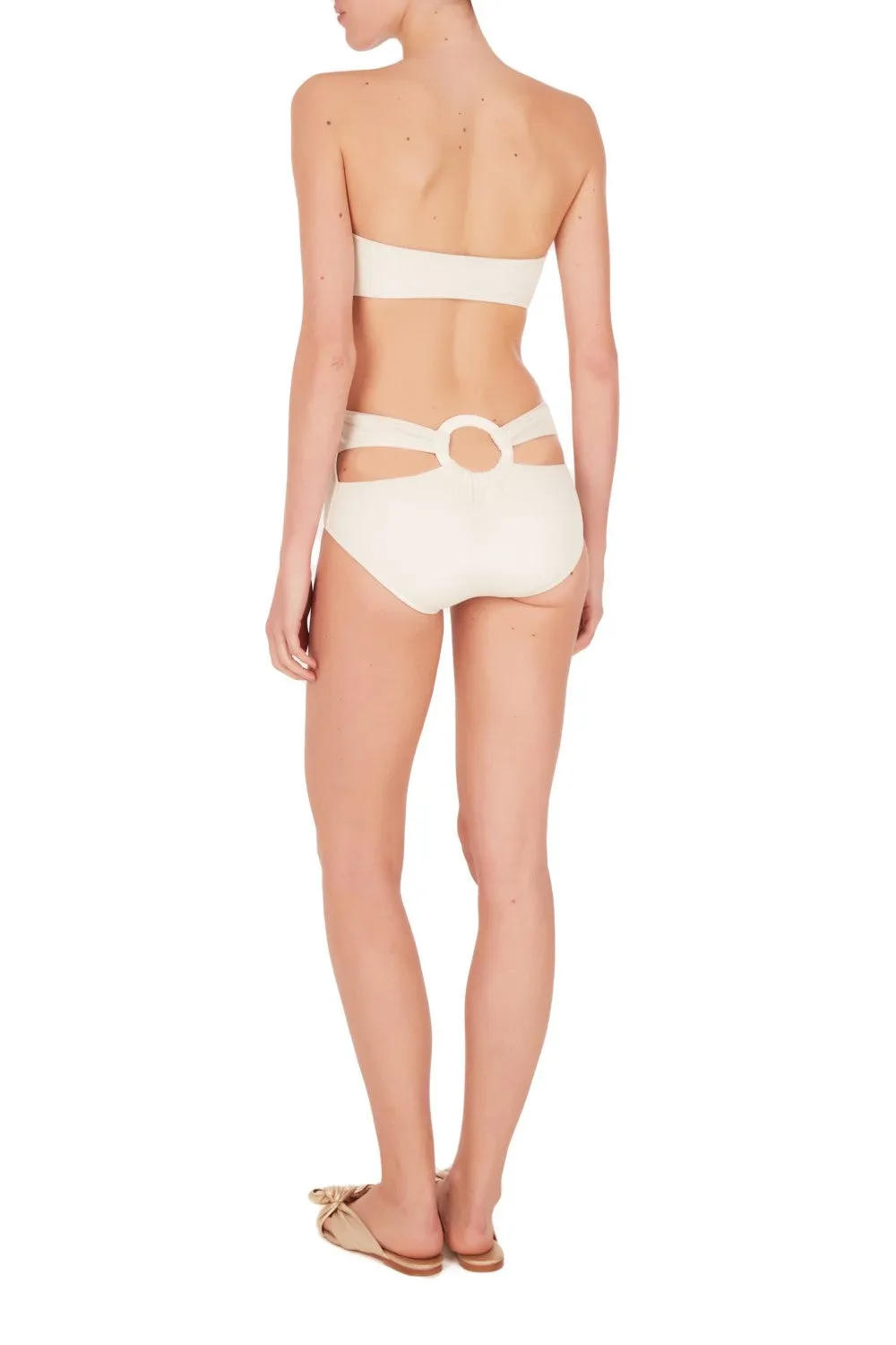 Ivory Hot Pants Bandeau Bikini with Hoop